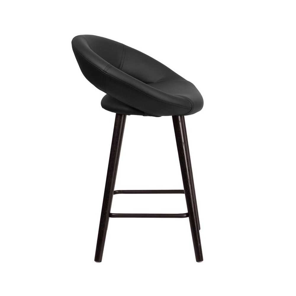 Kelsey Series 24'' High Contemporary Cappuccino Wood Counter Height Stool in Black Vinyl