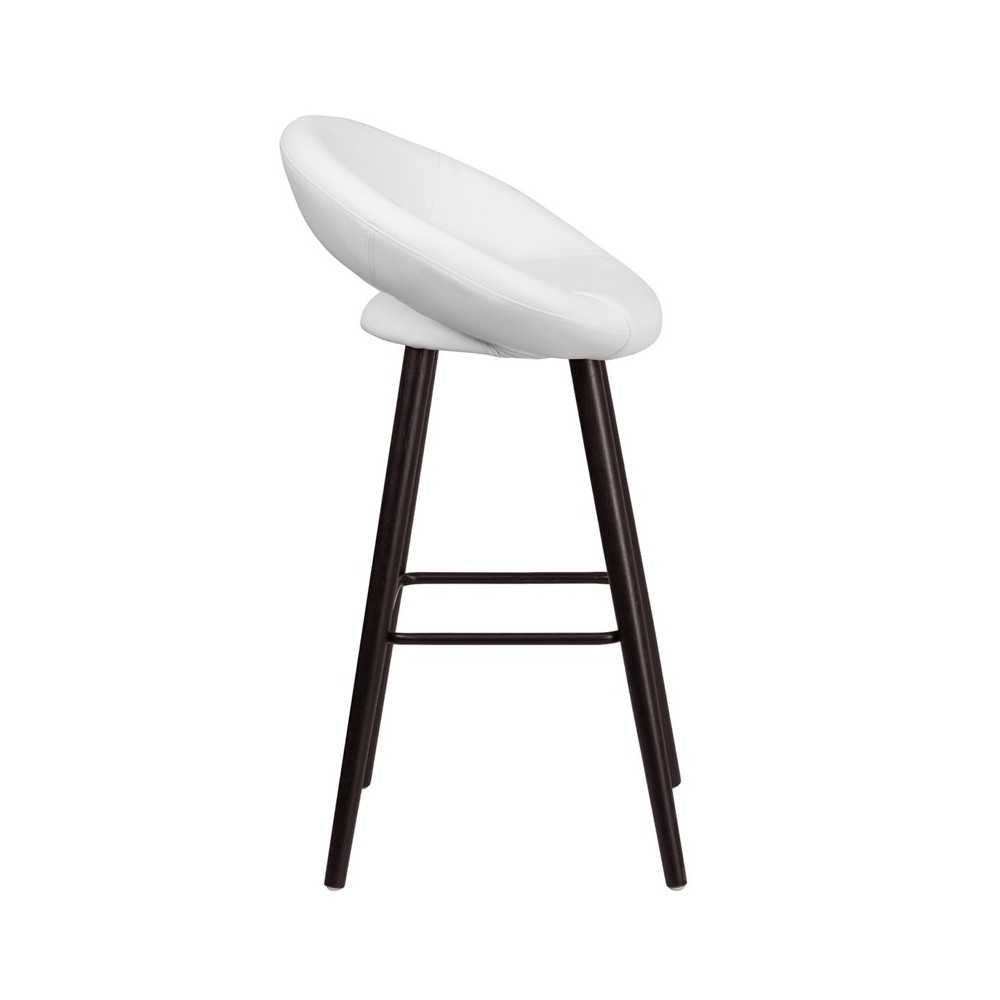 Kelsey Series 29'' High Contemporary Cappuccino Wood Barstool in White Vinyl