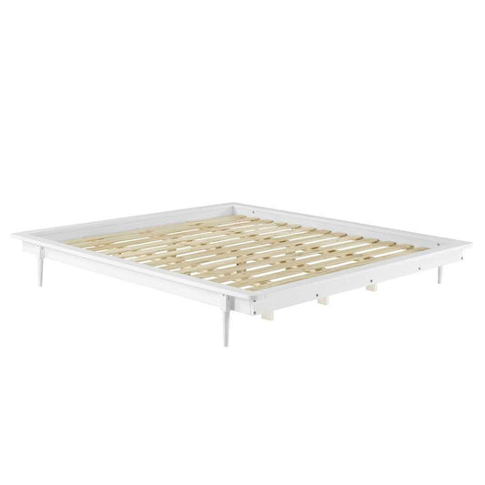 King Solid Wood Spindle Platform Bed - White