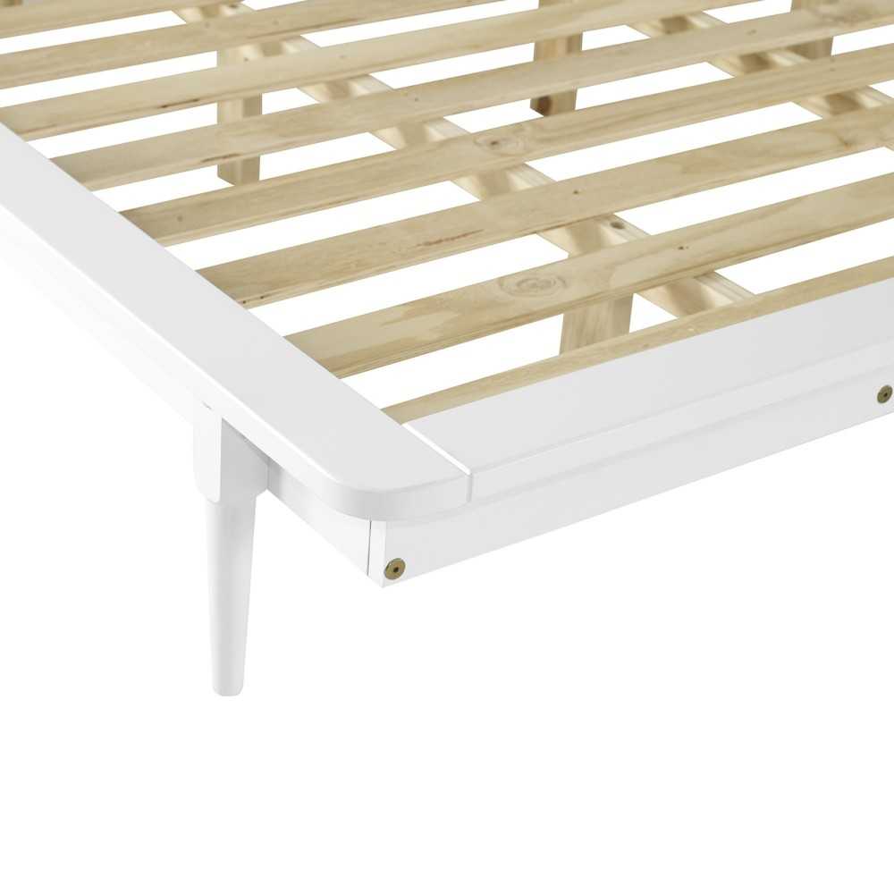 King Solid Wood Spindle Platform Bed - White