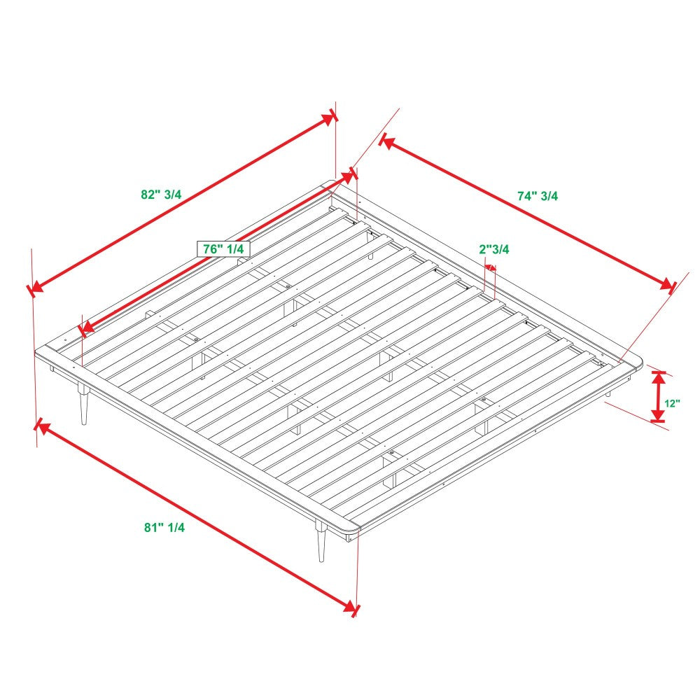 King Solid Wood Spindle Platform Bed - White