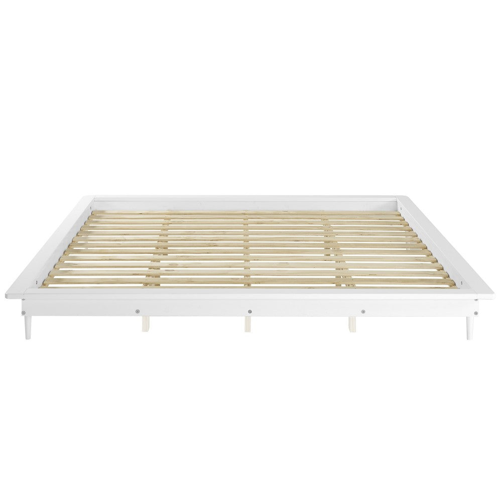 King Solid Wood Spindle Platform Bed - White