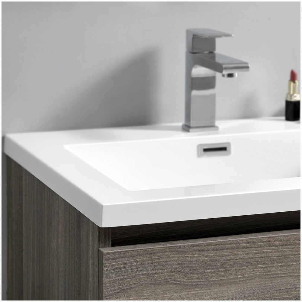 Lazzaro 24" Gray Wood Free Standing Modern Bathroom Cabinet w/ Integrated Sink