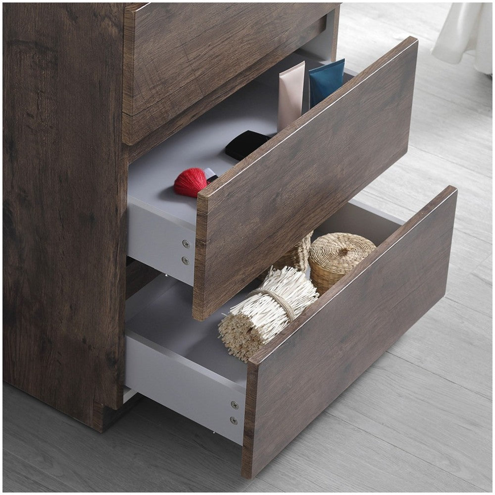 Lazzaro 24" Rosewood Free Standing Modern Bathroom Cabinet w/ Integrated Sink