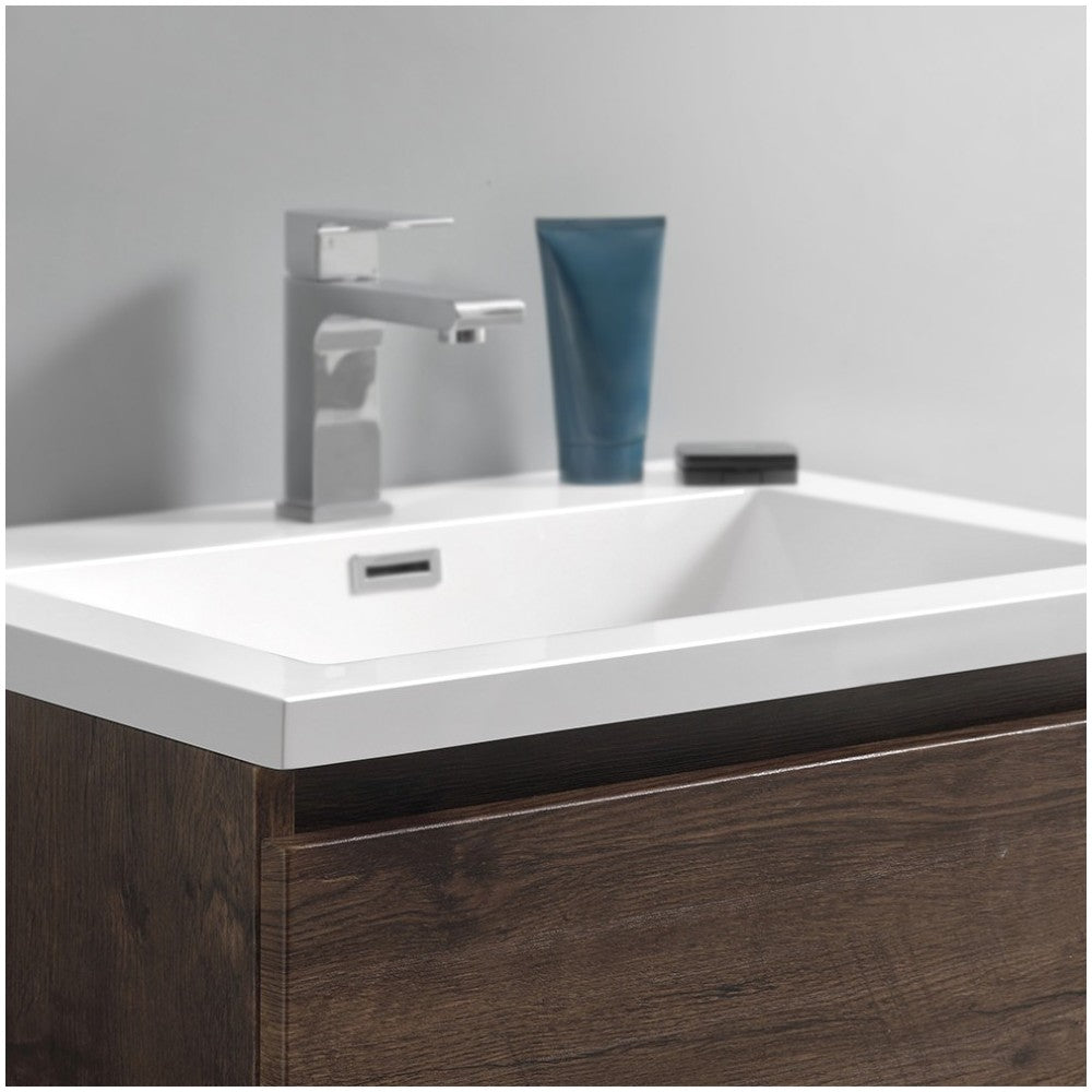 Lazzaro 24" Rosewood Free Standing Modern Bathroom Vanity w/ Medicine Cabinet
