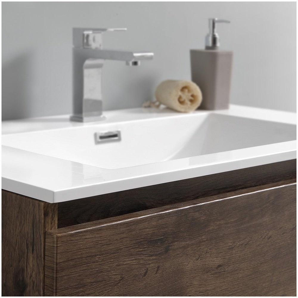 Lazzaro 30" Rosewood Free Standing Modern Bathroom Vanity w/ Medicine Cabinet