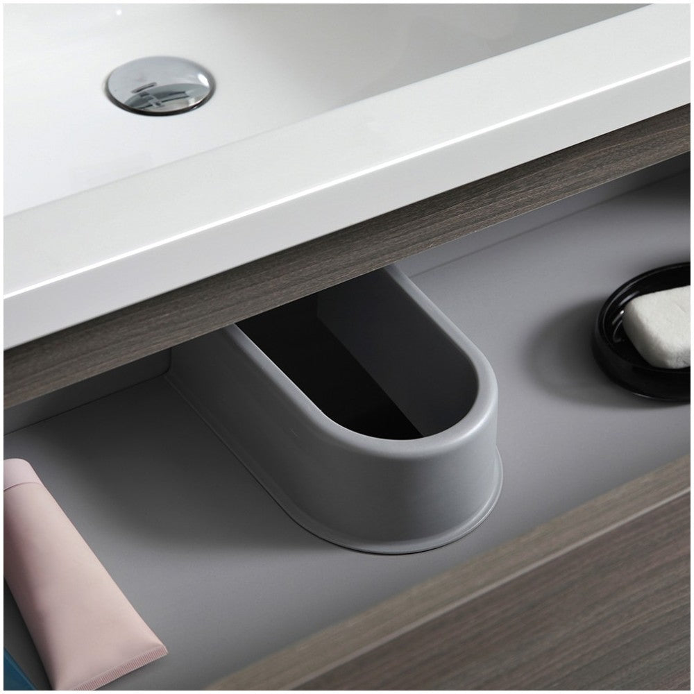 Lazzaro 36" Gray Wood Free Standing Modern Bathroom Cabinet w/ Integrated Sink