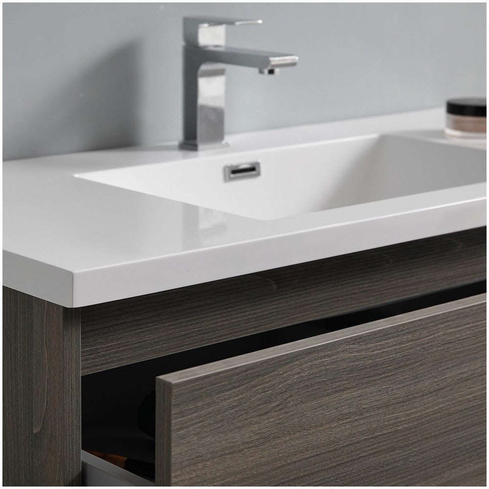 Lazzaro 42" Gray Wood Free Standing Modern Bathroom Vanity w/ Medicine Cabinet