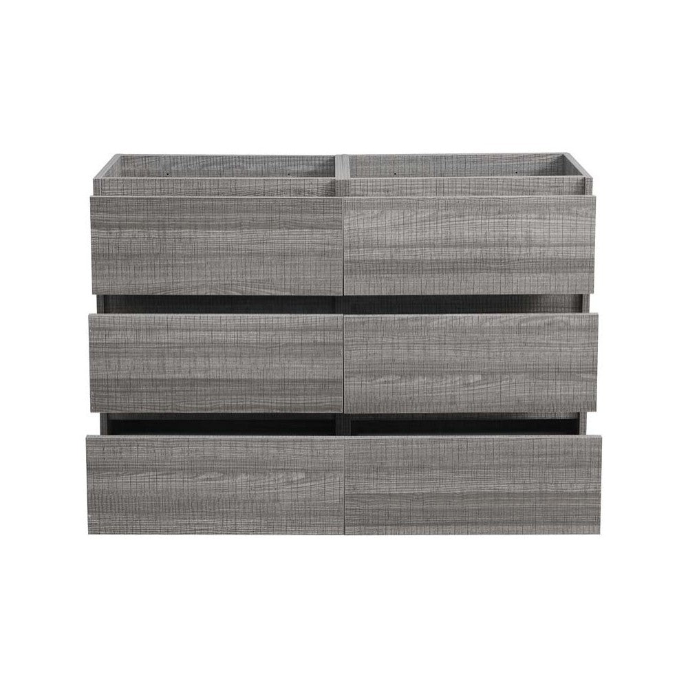 Lazzaro 48" Glossy Ash Gray Free Standing Double Sink Modern Bathroom Cabinet