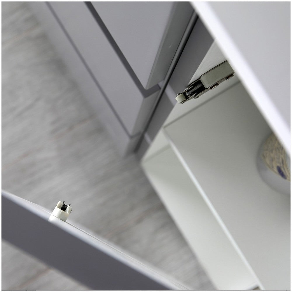 Lazzaro 48" Gray Free Standing Modern Bathroom Cabinet w/ Integrated Double Sink