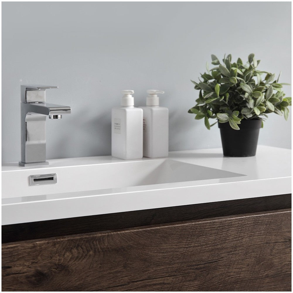 Lazzaro 48" Rosewood Free Standing Modern Bathroom Cabinet w/ Integrated Sink