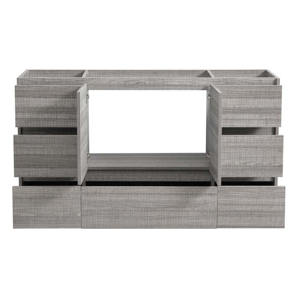 Lazzaro 60" Glossy Ash Gray Free Standing Single Sink Modern Bathroom Cabinet
