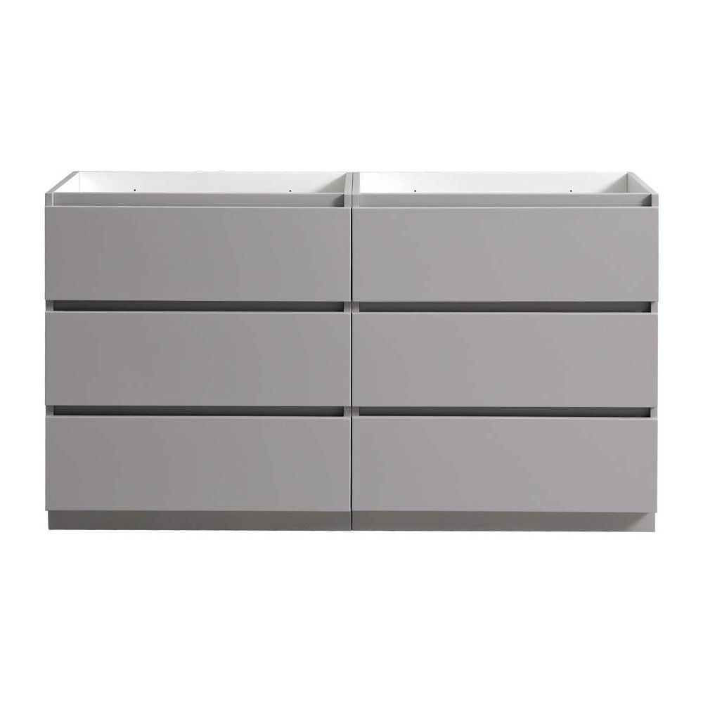 Lazzaro 60 Gray Free Standing Double Sink Modern Bathroom Cabinet FCB93-3030GR-D