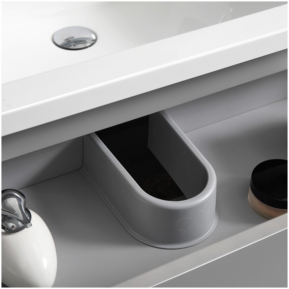 Lazzaro 60" Gray Free Standing Modern Bathroom Cabinet w/ Integrated Double Sink