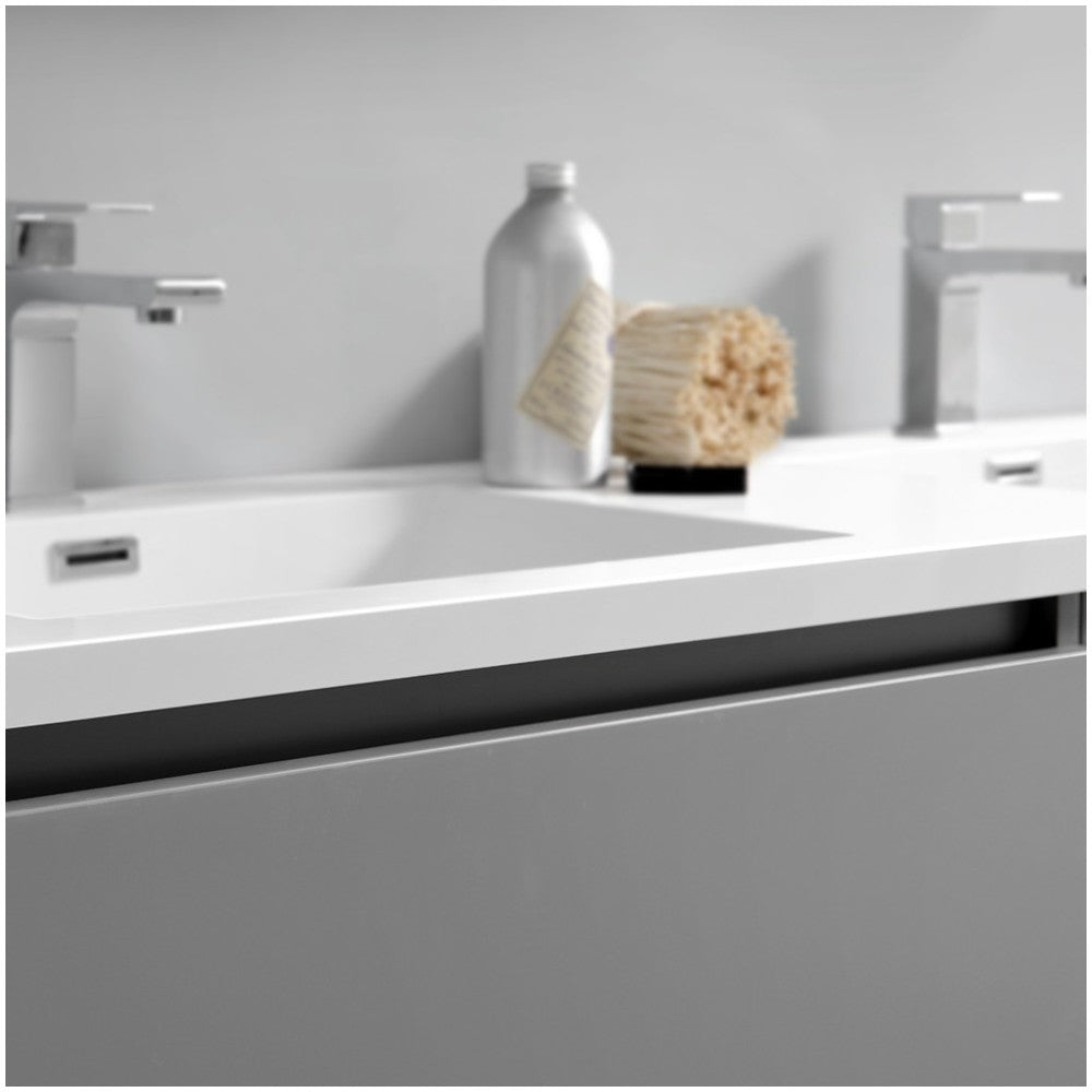 Lazzaro 60" Gray Free Standing Modern Bathroom Cabinet w/ Integrated Double Sink