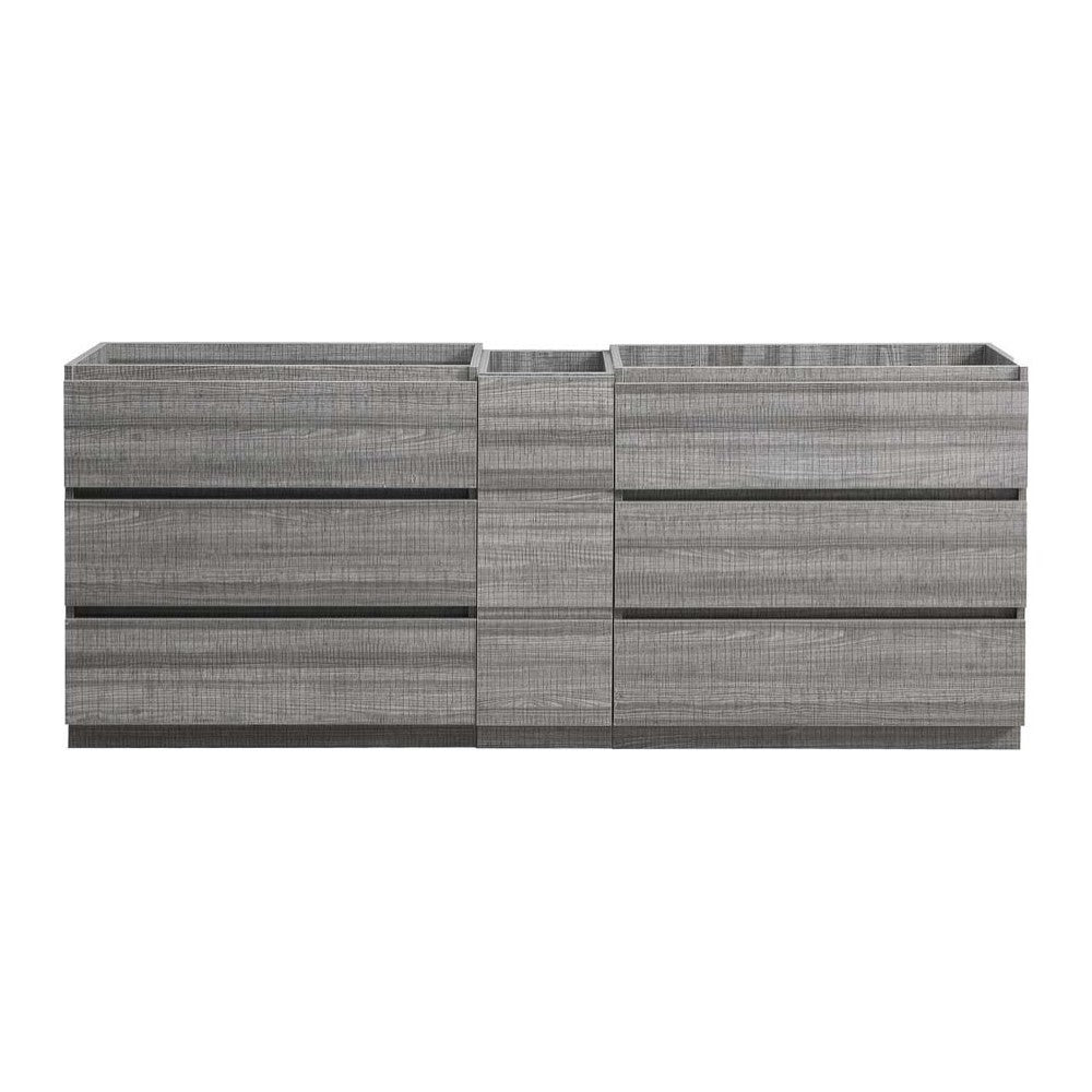 Lazzaro 84" Glossy Ash Gray Free Standing Double Sink Modern Bathroom Cabinet