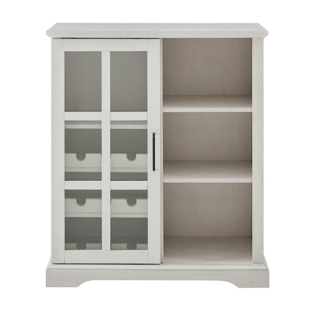 Lennon 36" Sliding Glass Door Bar Cabinet - Brushed White