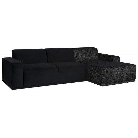 Leo Black Fabric Sectional Sofa, HGSC909