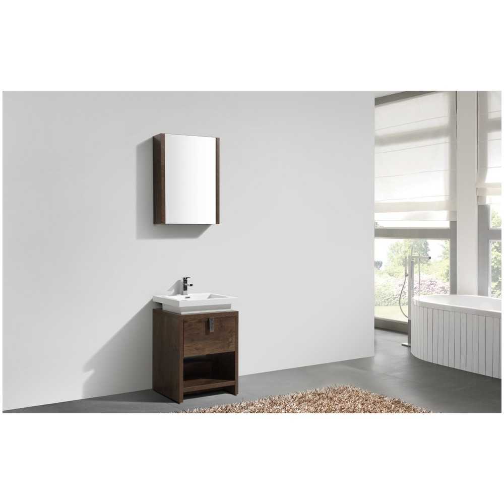 Levi 24" Modern Bathroom Vanity With Cubby Hole, Rose Wood