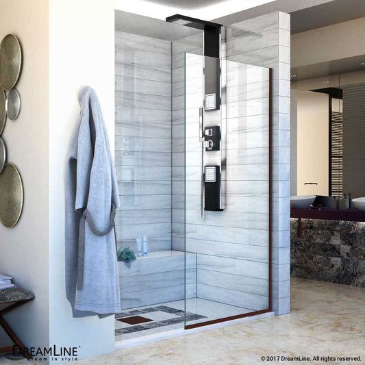 Linea Single Panel Frameless Shower Screen 34 in. W x 72 in. H, Open Entry Design in Oil Rubbed Bronze