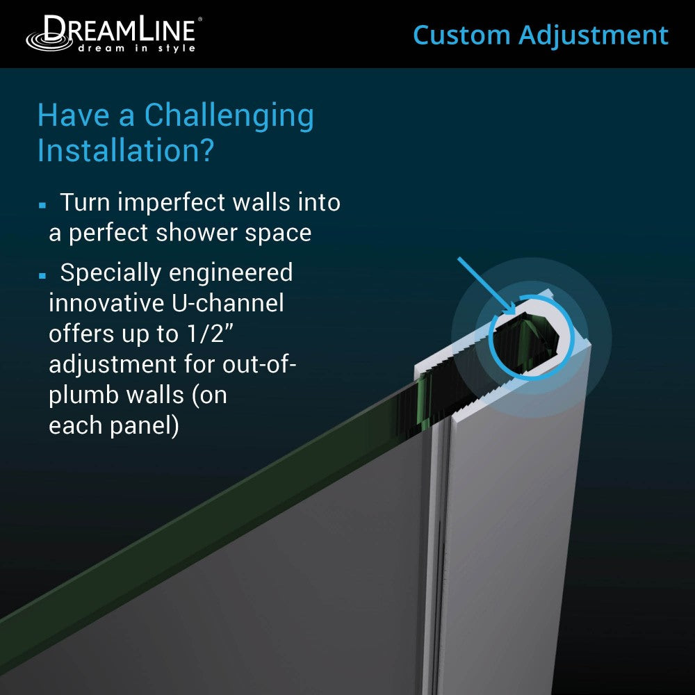 Linea Two Individual Frameless Shower Screens 34 in. and 30 in. W x 72 in. H, Open Entry Design in Oil Rubbed Bronze