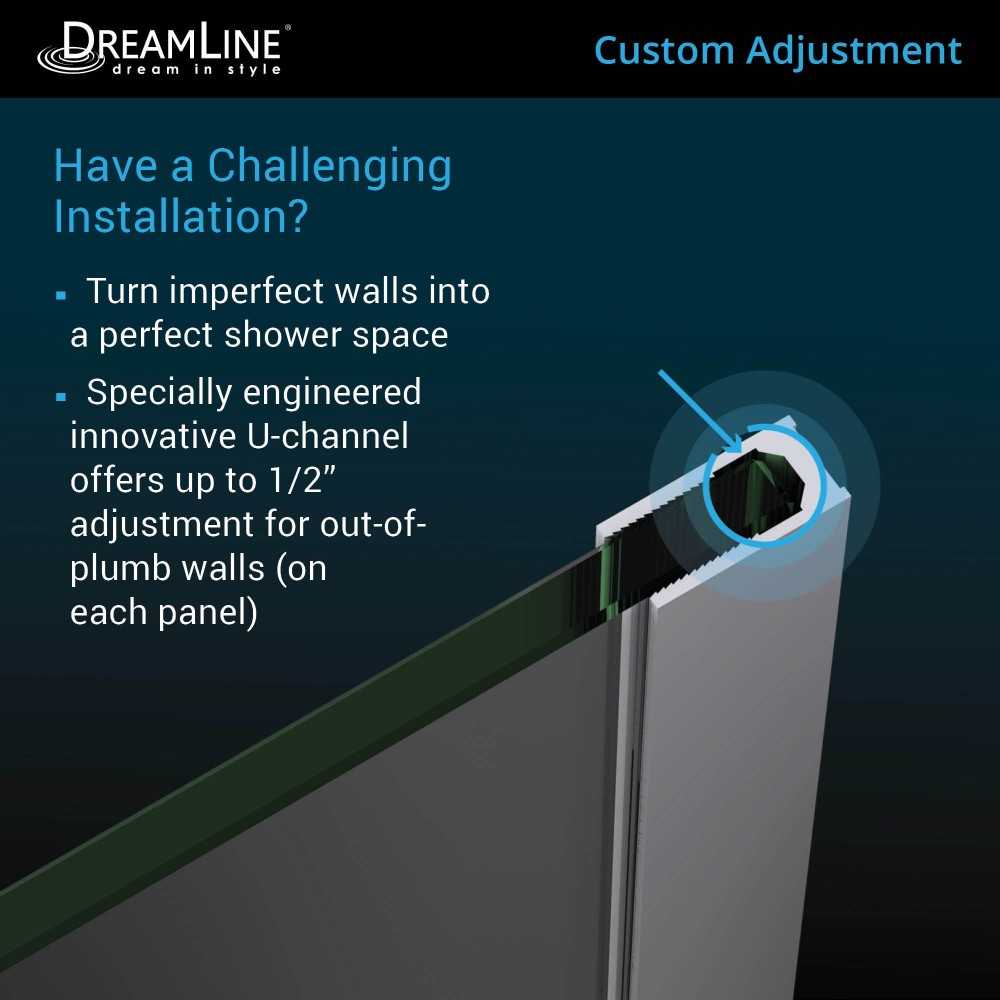 Linea Two Individual Frameless Shower Screens 34 in. W x 72 in. H each, Open Entry Design in Chrome