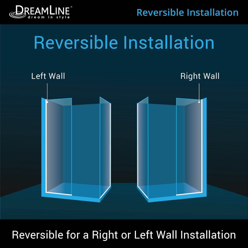 Linea Two Individual Frameless Shower Screens 34 in. W x 72 in. H each, Open Entry Design in Oil Rubbed Bronze