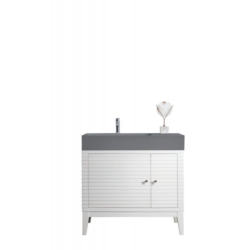 Linear 36" Single Vanity, Glossy White w/ Dusk Gray Glossy Composite Top