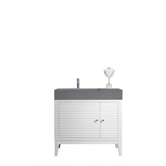 Linear 36" Single Vanity, Glossy White w/ Dusk Gray Glossy Composite Top
