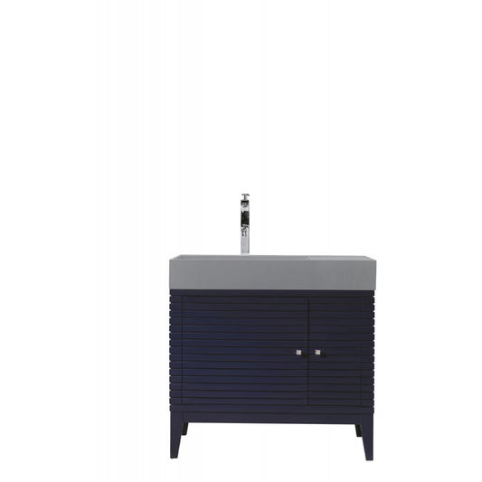 Linear 36" Single Vanity, Victory Blue w/ Dusk Gray Glossy Composite Top