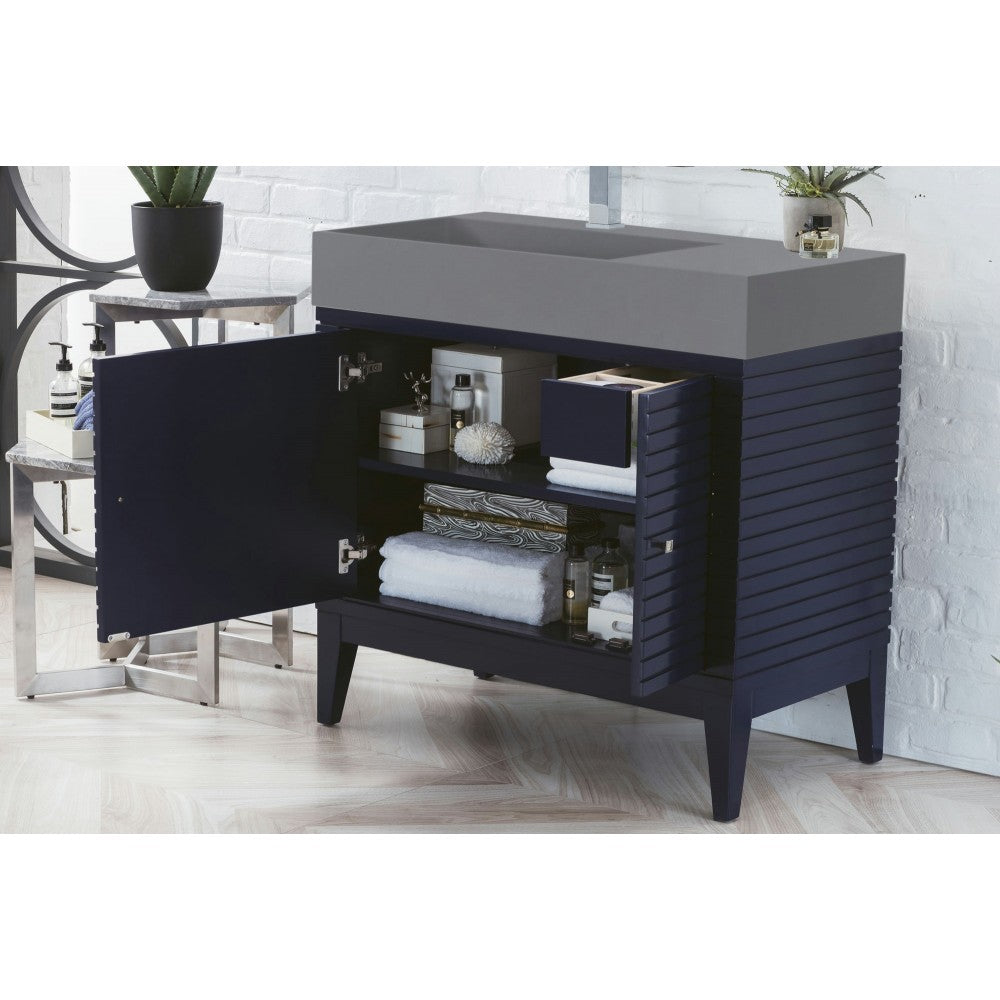 Linear 36" Single Vanity, Victory Blue w/ Dusk Gray Glossy Composite Top