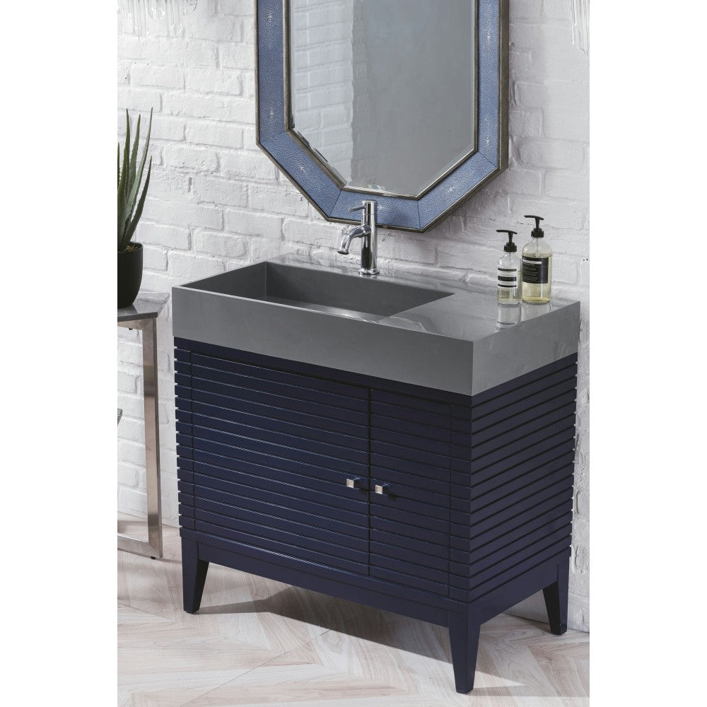 Linear 36" Single Vanity, Victory Blue w/ Dusk Gray Glossy Composite Top