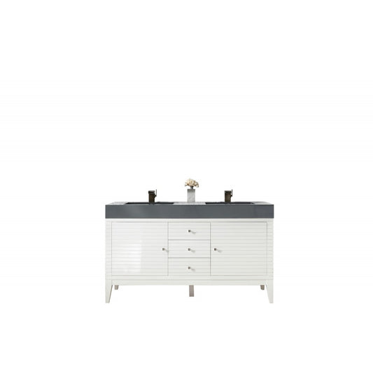 Linear 59" Double Vanity, Glossy White w/ Dusk Gray Glossy Composite Top