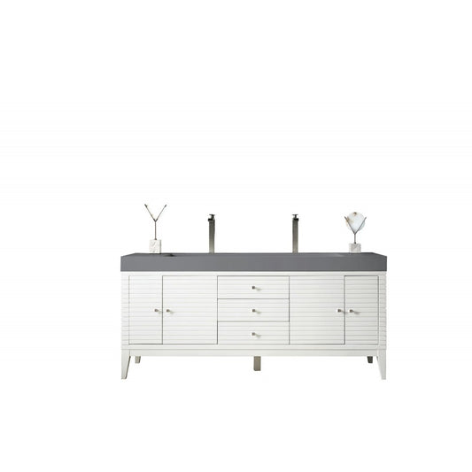 Linear 72" Double Vanity, Glossy White w/ Dusk Gray Glossy Composite Top