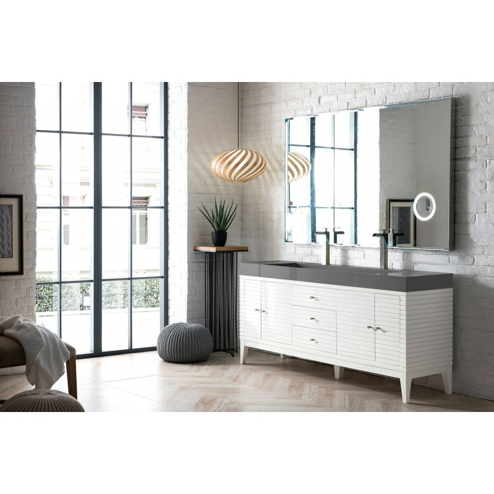 Linear 72" Double Vanity, Glossy White w/ Dusk Gray Glossy Composite Top