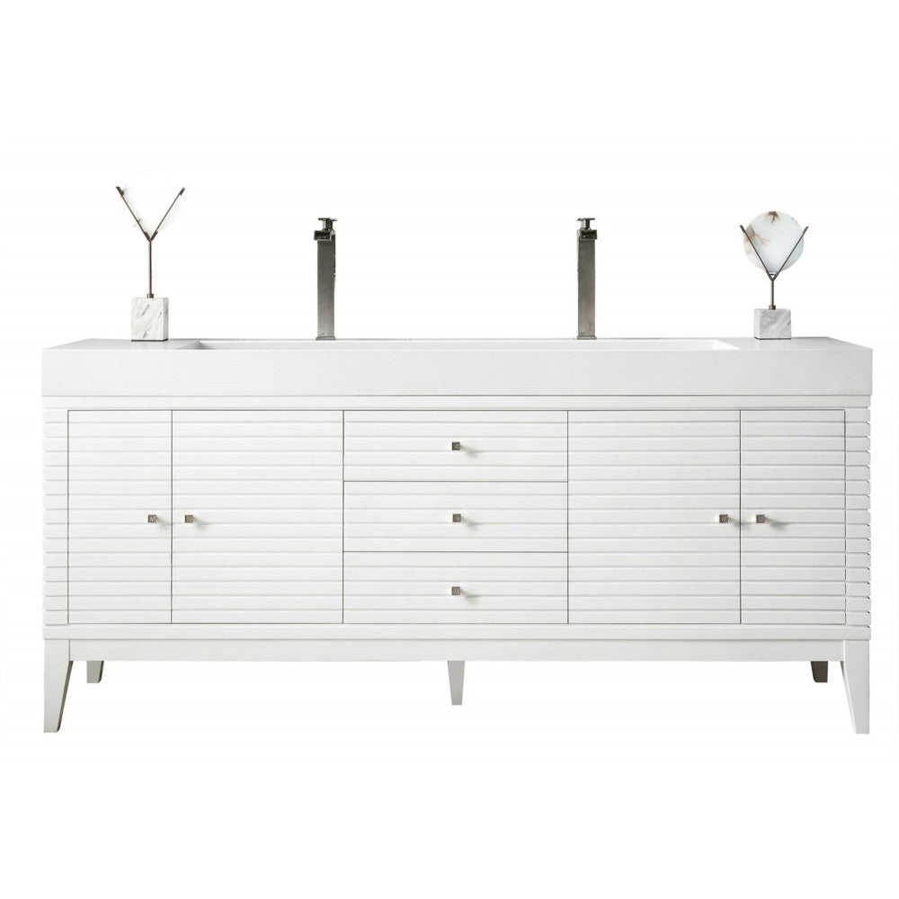 Linear 72" Double Vanity, Glossy White w/ Glossy White Composite Top