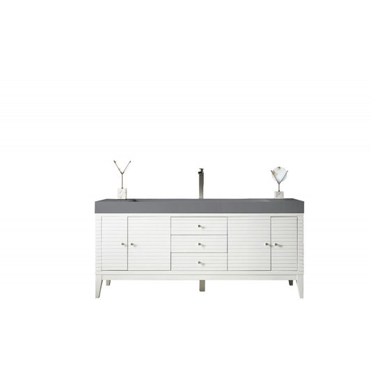 Linear 72" Single Vanity, Glossy White w/ Dusk Gray Glossy Composite Top