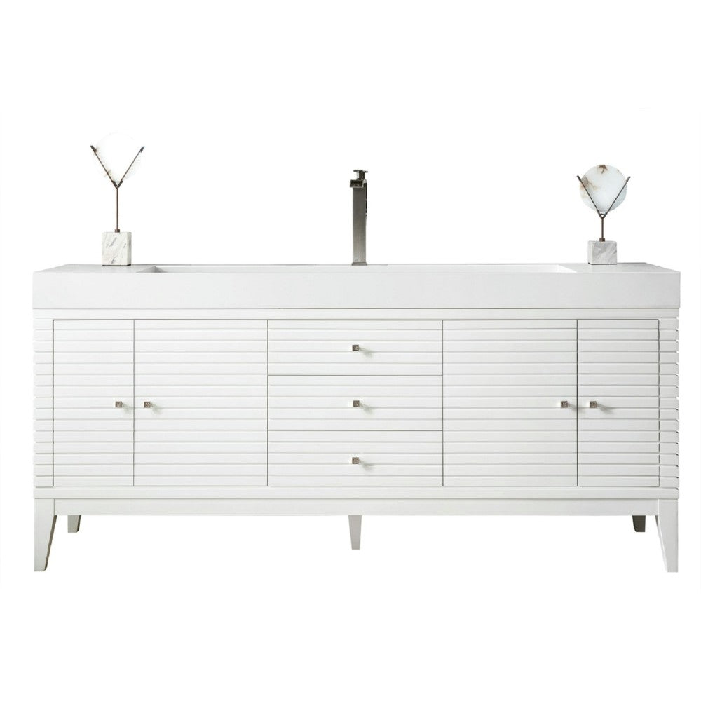 Linear 72" Single Vanity, Glossy White w/ Glossy White Composite Top