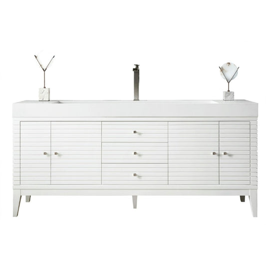 Linear 72" Single Vanity, Glossy White w/ Glossy White Composite Top
