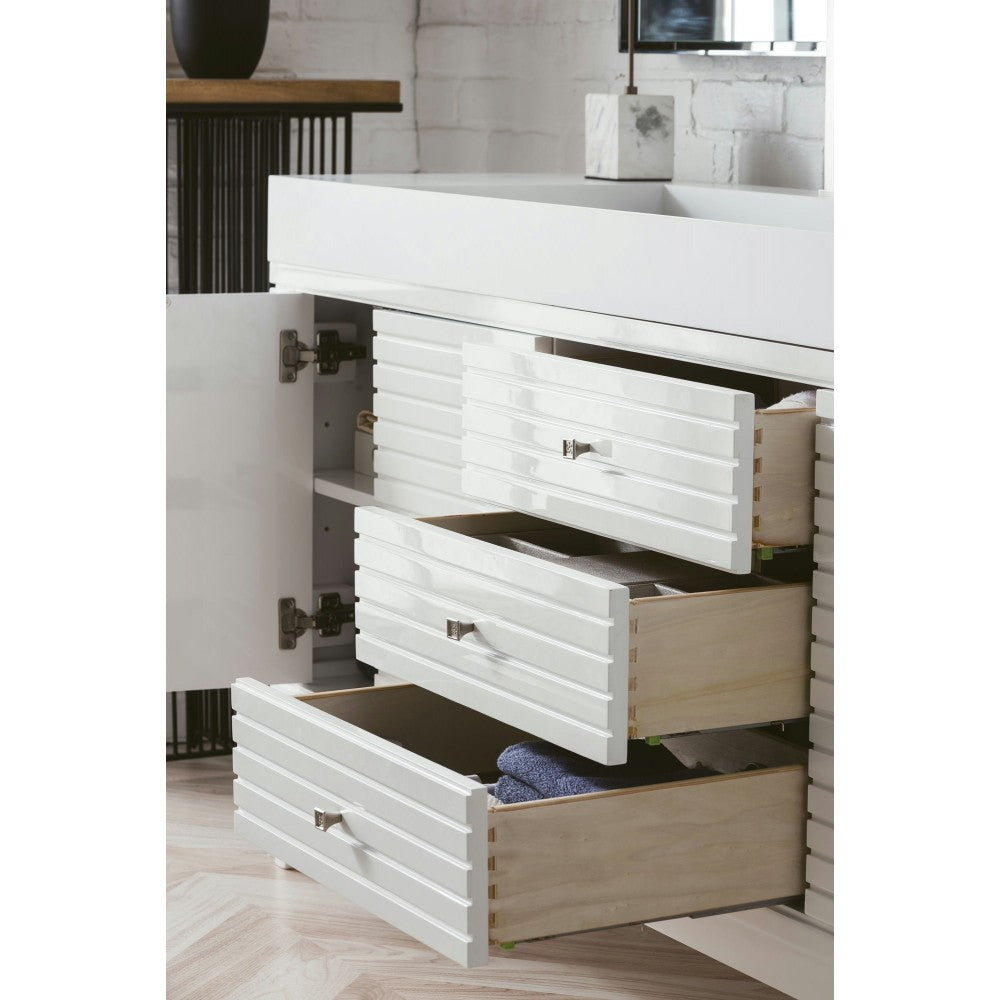 Linear 72" Single Vanity, Glossy White w/ Glossy White Composite Top
