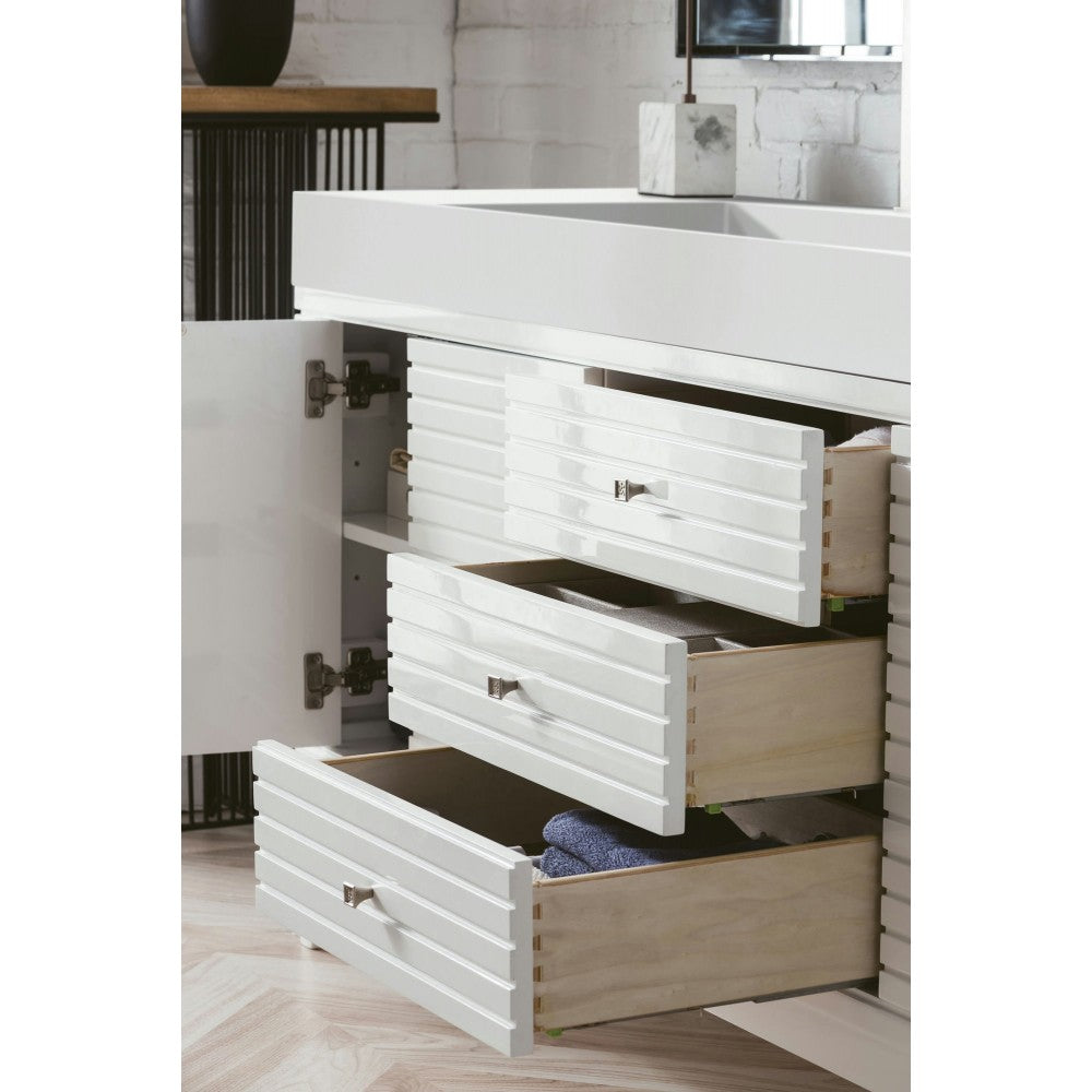Linear 72" Single Vanity, Glossy White w/ Glossy White Composite Top