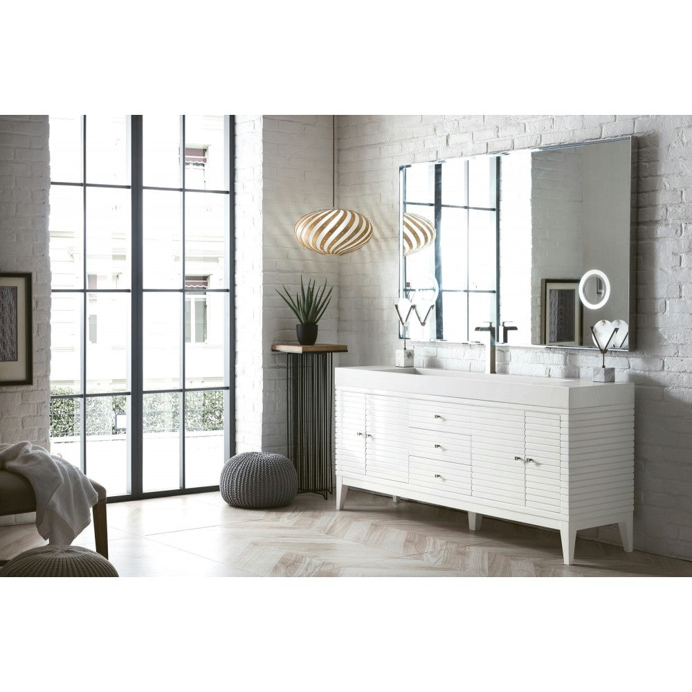 Linear 72" Single Vanity, Glossy White w/ Glossy White Composite Top
