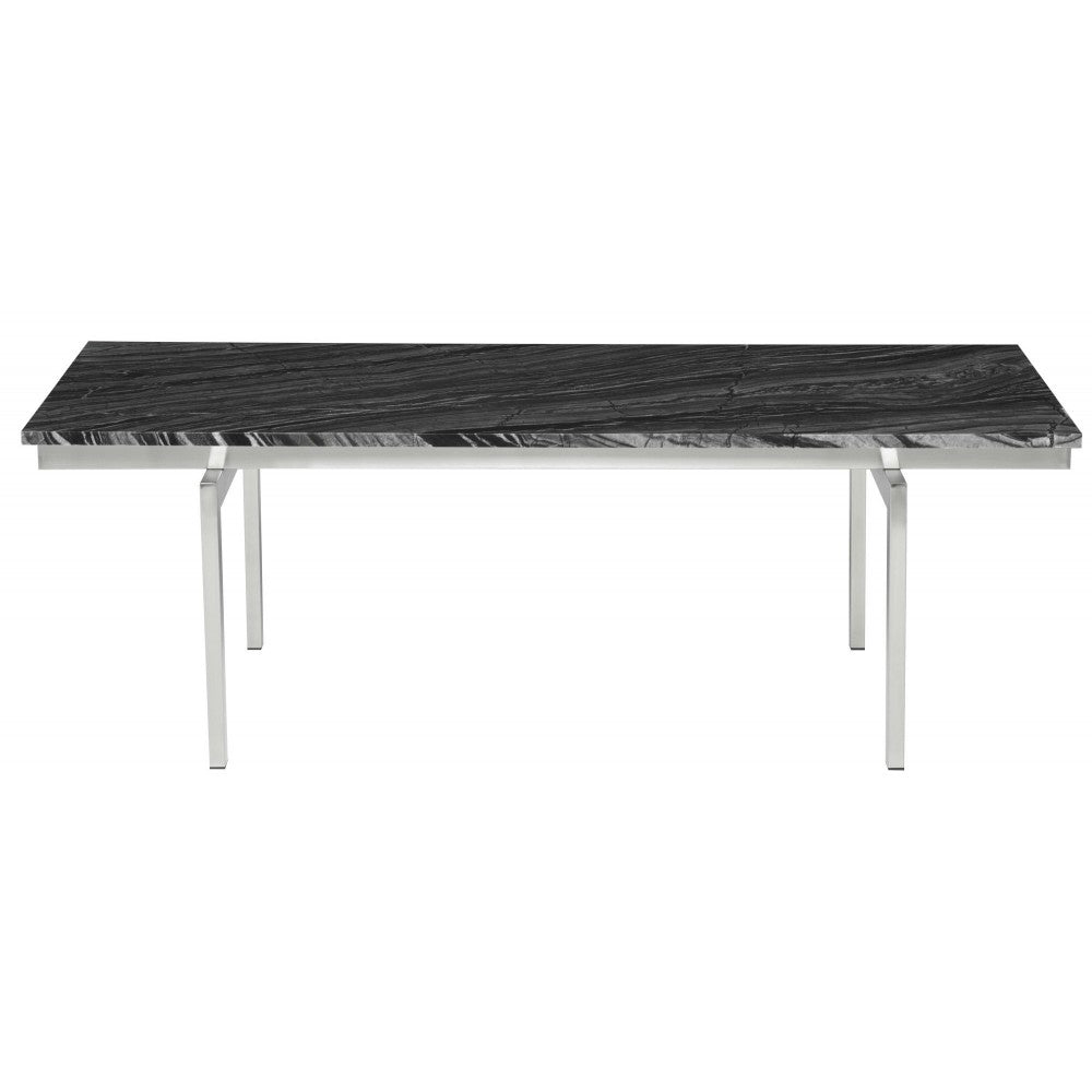 Louve Black Wood Vein Stone Coffee Table, HGNA115