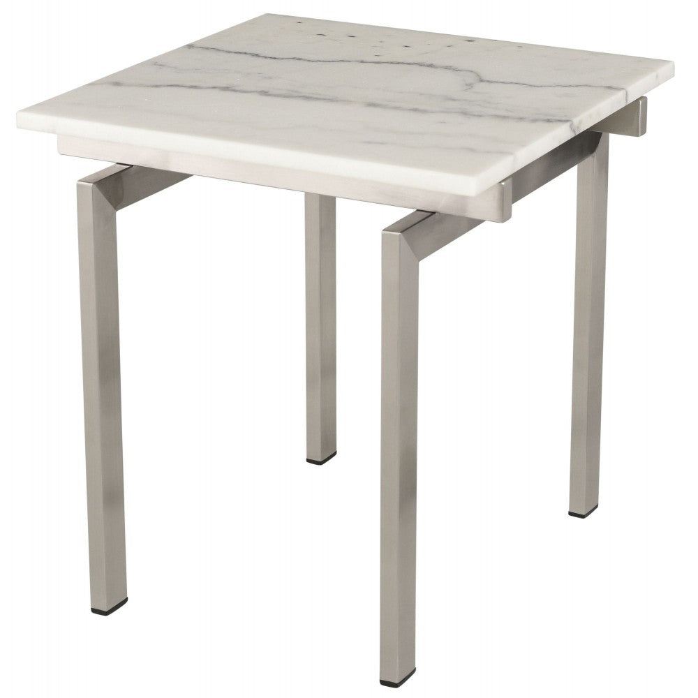 Louve White Stone Side Table