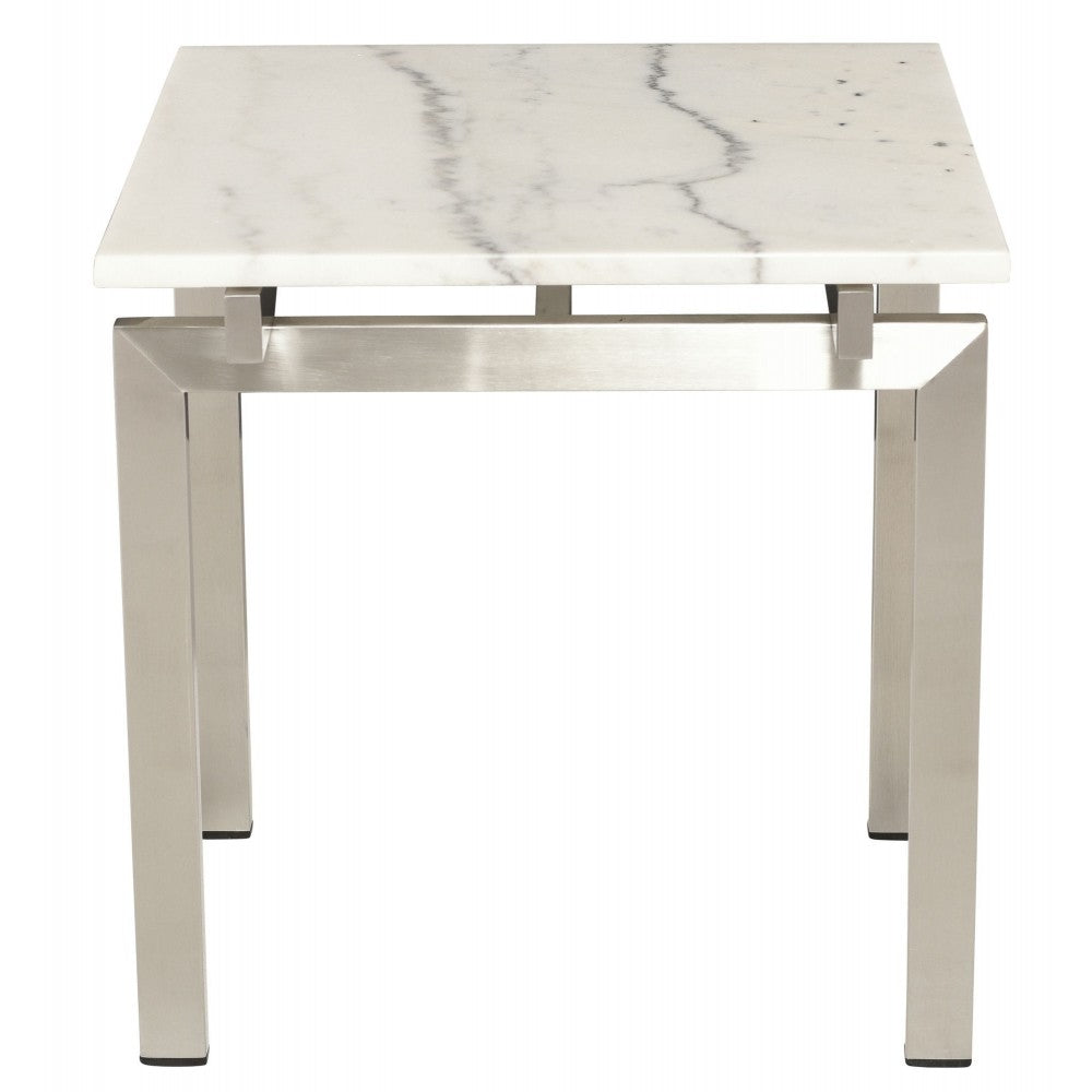 Louve White Stone Side Table