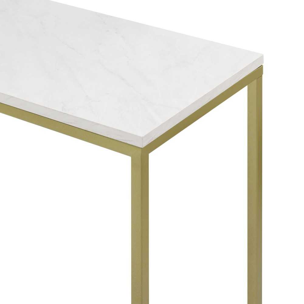 Lowell 42" Open Box Entry Table - Faux White Marble/Gold