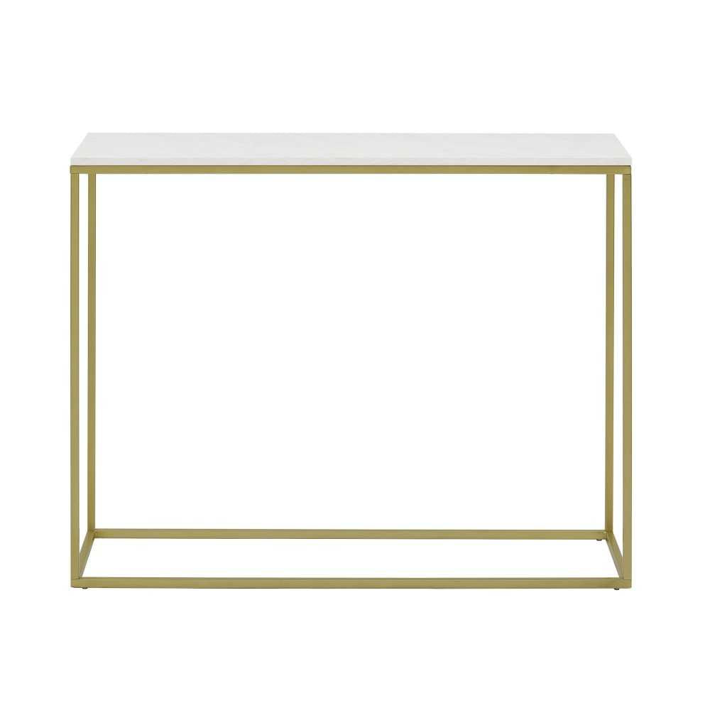 Lowell 42" Open Box Entry Table - Faux White Marble/Gold