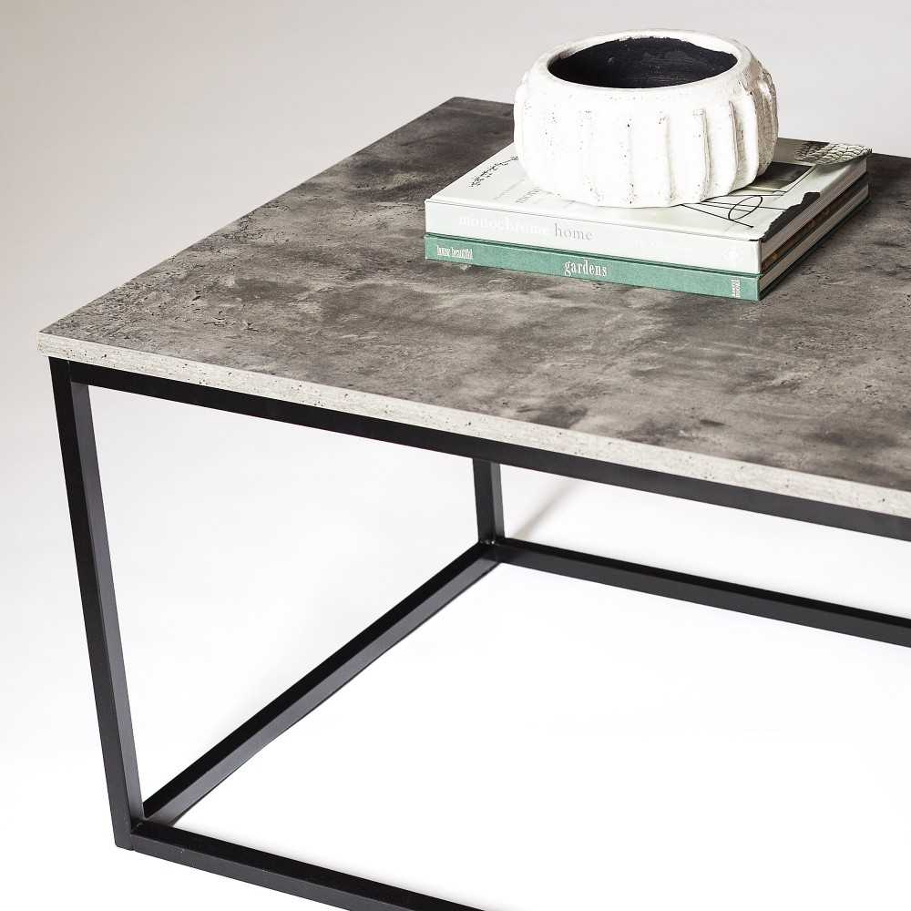 Lowell Open Box Frame Mixed Material Coffee Table - Faux Dark Concrete