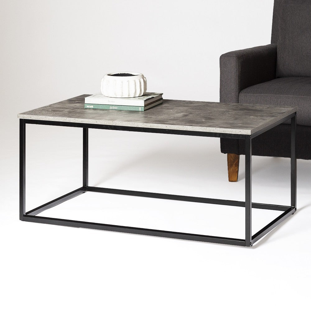 Lowell Open Box Frame Mixed Material Coffee Table - Faux Dark Concrete