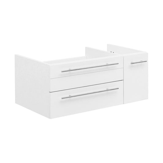 Lucera 36 White Wall Hung Undermount Sink Modern Bathroom Cabinet - Left Version